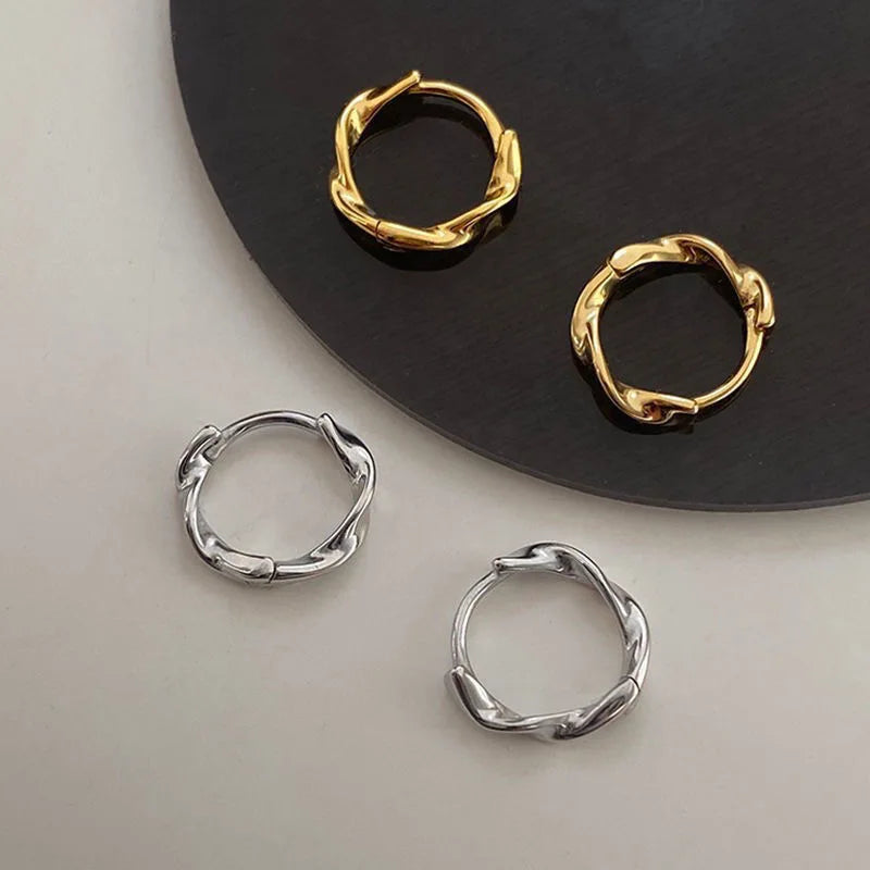 European Small Mobius Ring Stud Earrings Women 2021 Minimalist Metal Twisted Piercing Korean Fashion Jewelry