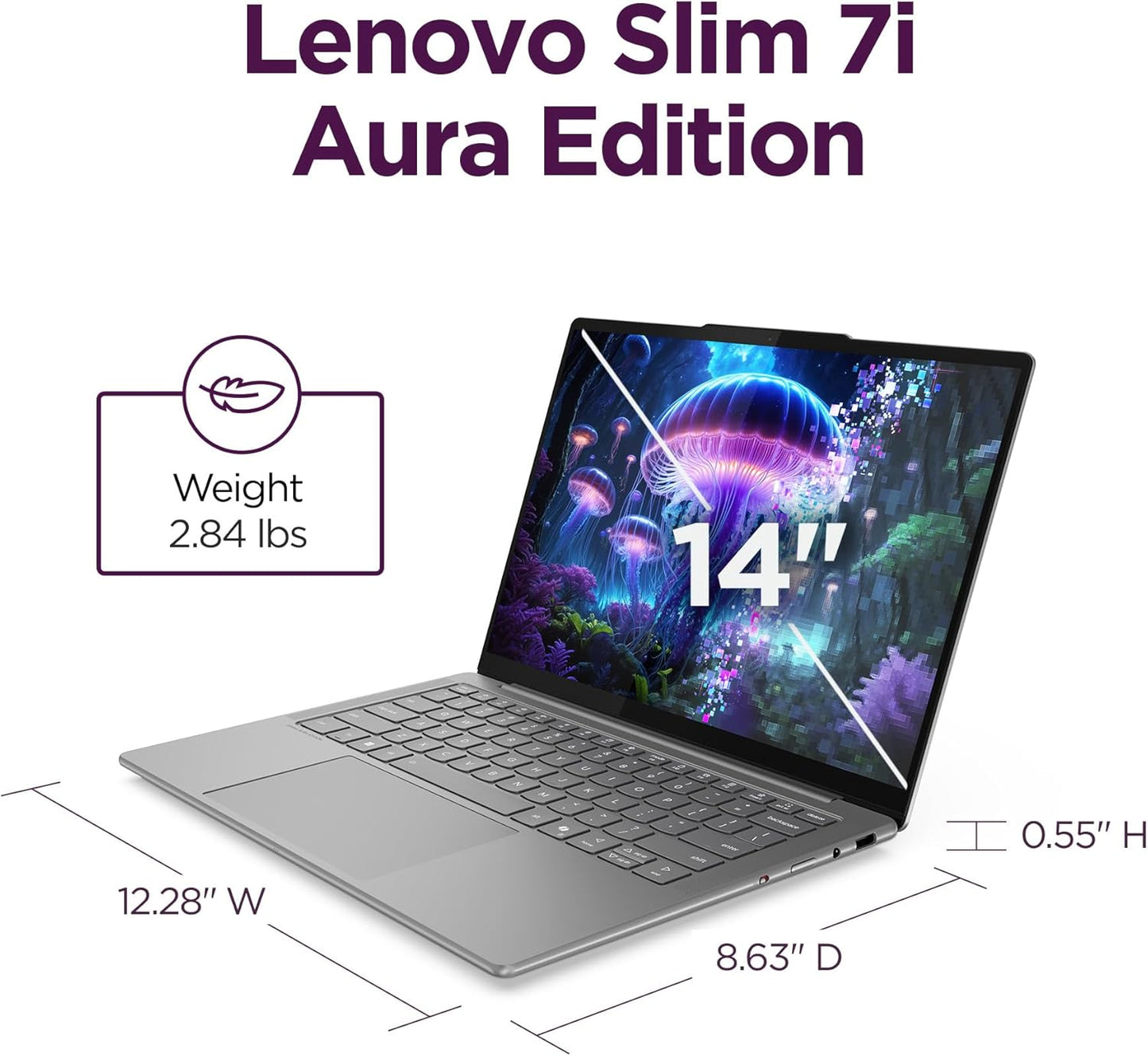 Slim 7I Aura Edition - 2025 - Copilot+ PC - Core Ultra 7 Processor 256V - 14" WUXGA OLED Display - 16 GB Memory - 1 TB Storage - Luna Grey