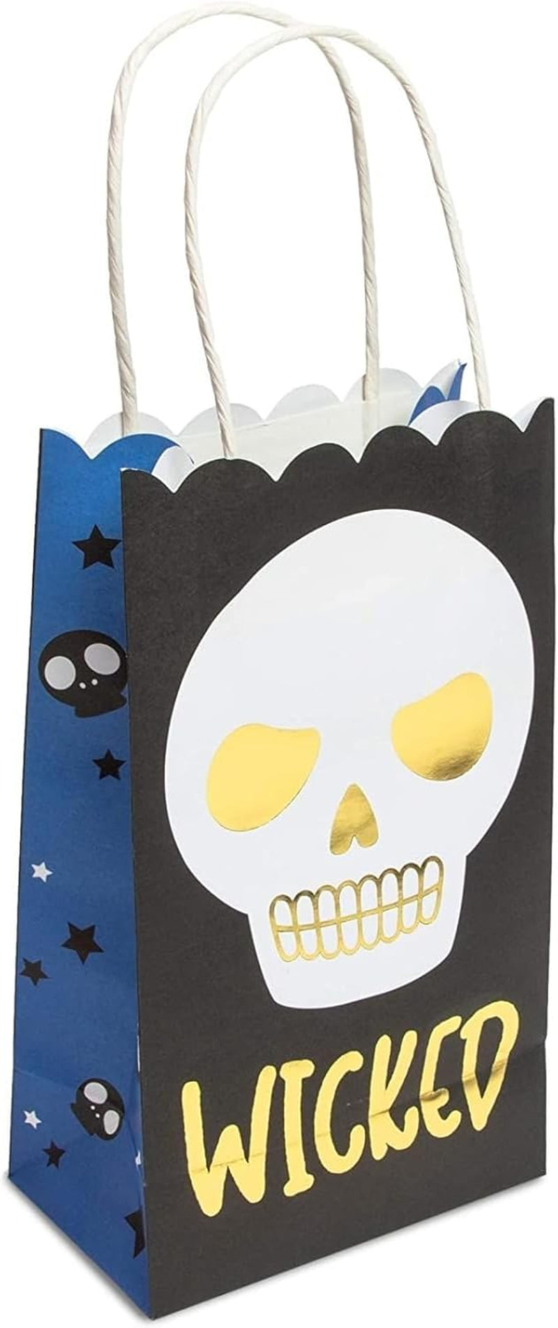 24 Pack Halloween Paper Goodie Bags with Handles for Kids Trick or Treat Candy Gift, Party Favor Supplies, 4 Designs - Gift Bag - Party Supply
