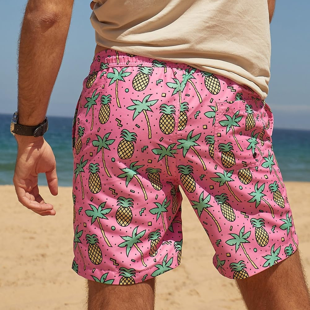 Mens Swim Trunks Quick Dry Swim Shorts with Mesh Lining Funny Swimwear Bathing Suits 7Inch