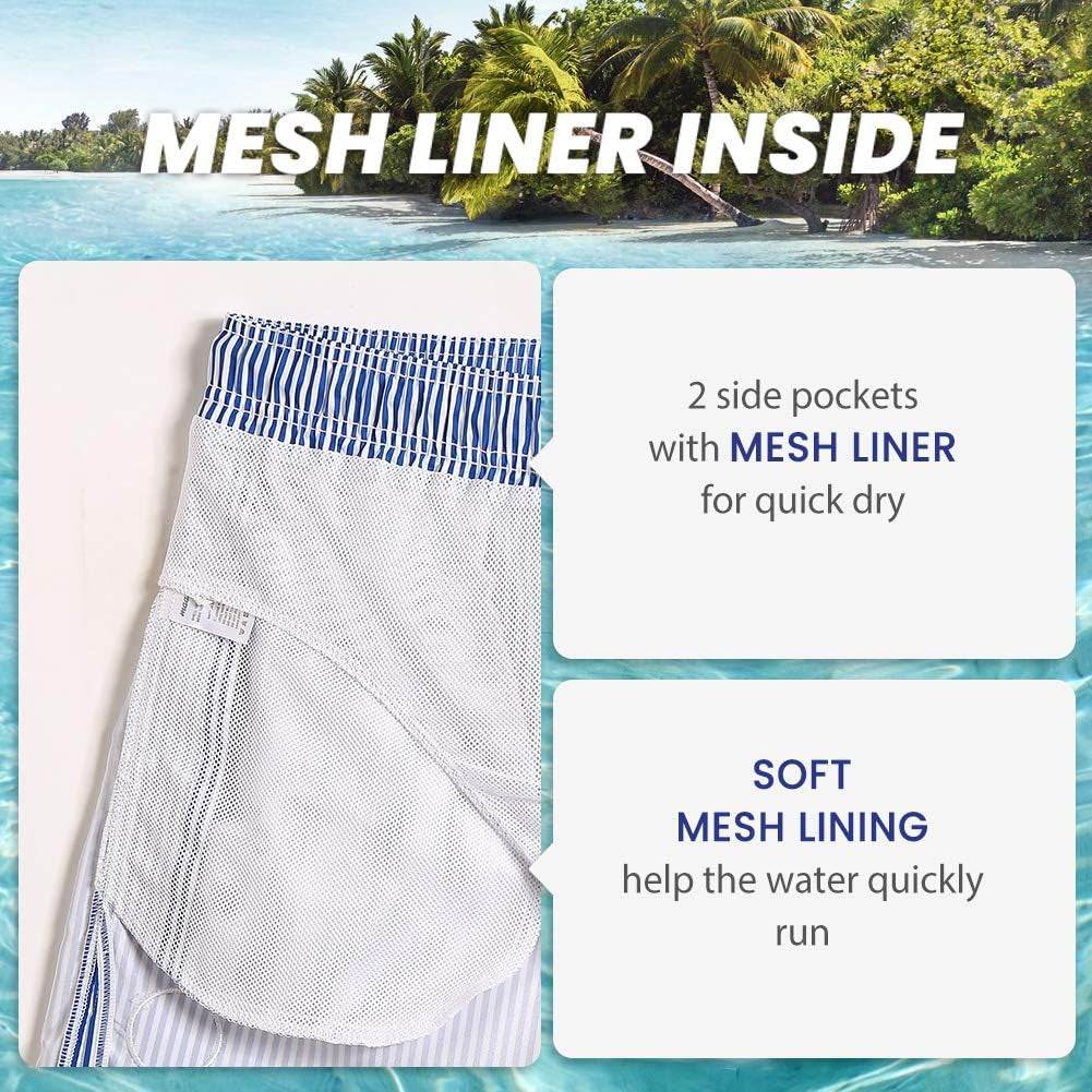 Mens Swim Trunks 5" with Mesh Lining Quick Dry Bathing Suits for Men Swim Shorts Swimwear