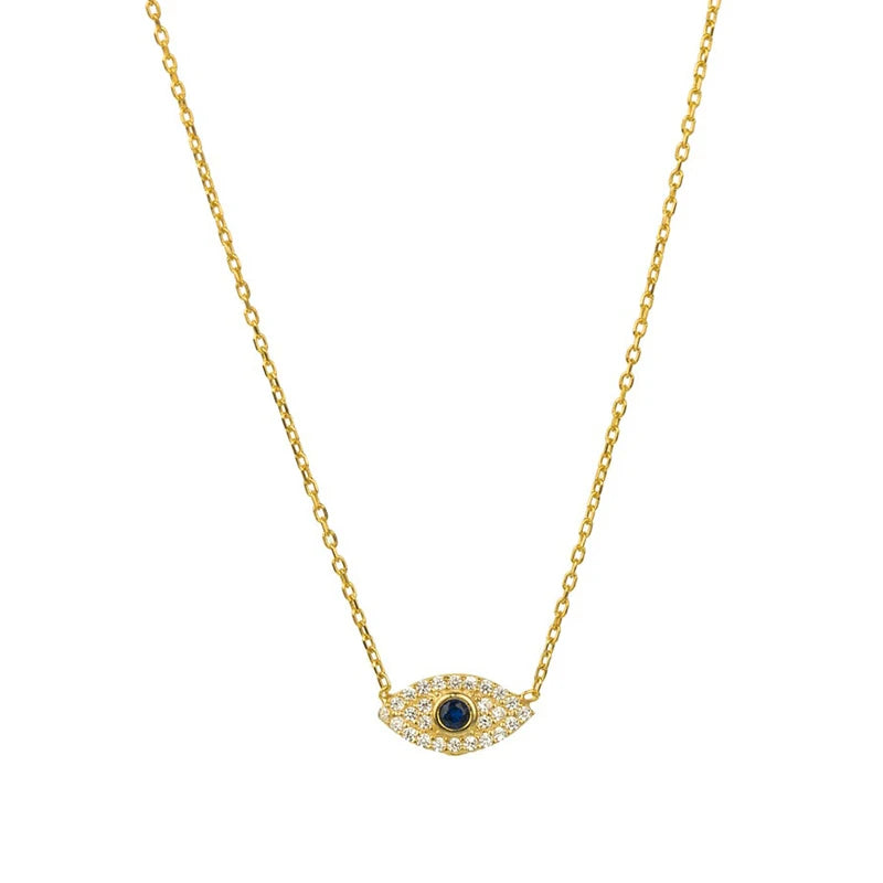 925 Sterling Silver Korean Fashion INS Evil Eye Diamond Pendant Necklace for Women Girls Gifts Party Fine Jewelry Collares