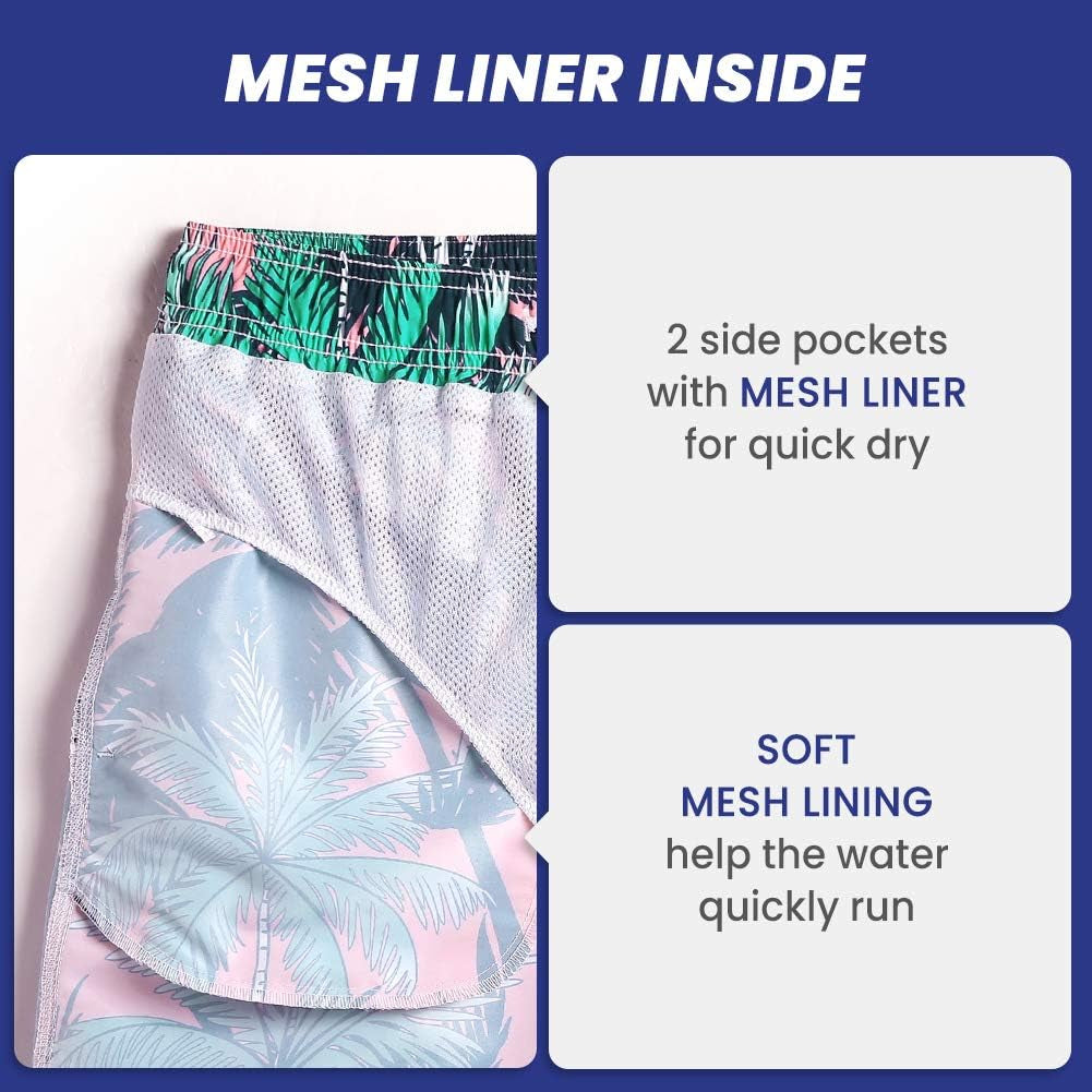 Mens Swim Trunks 5" with Mesh Lining Quick Dry Bathing Suits for Men Swim Shorts Swimwear