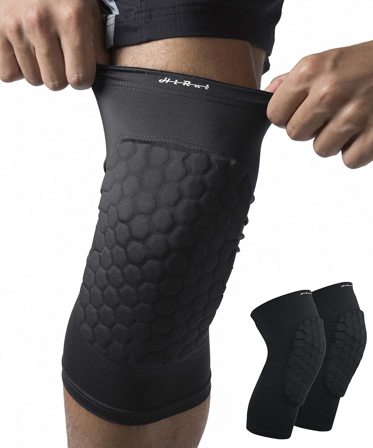Knee Pads for Kids Youth Adult, Basketball Baseball Knee Brace Knee Support, Collision Avoidance Kneepad Compression Knee Sleeve for Volleyball Football Cycling Running-1Pair (Black, 2XL)
