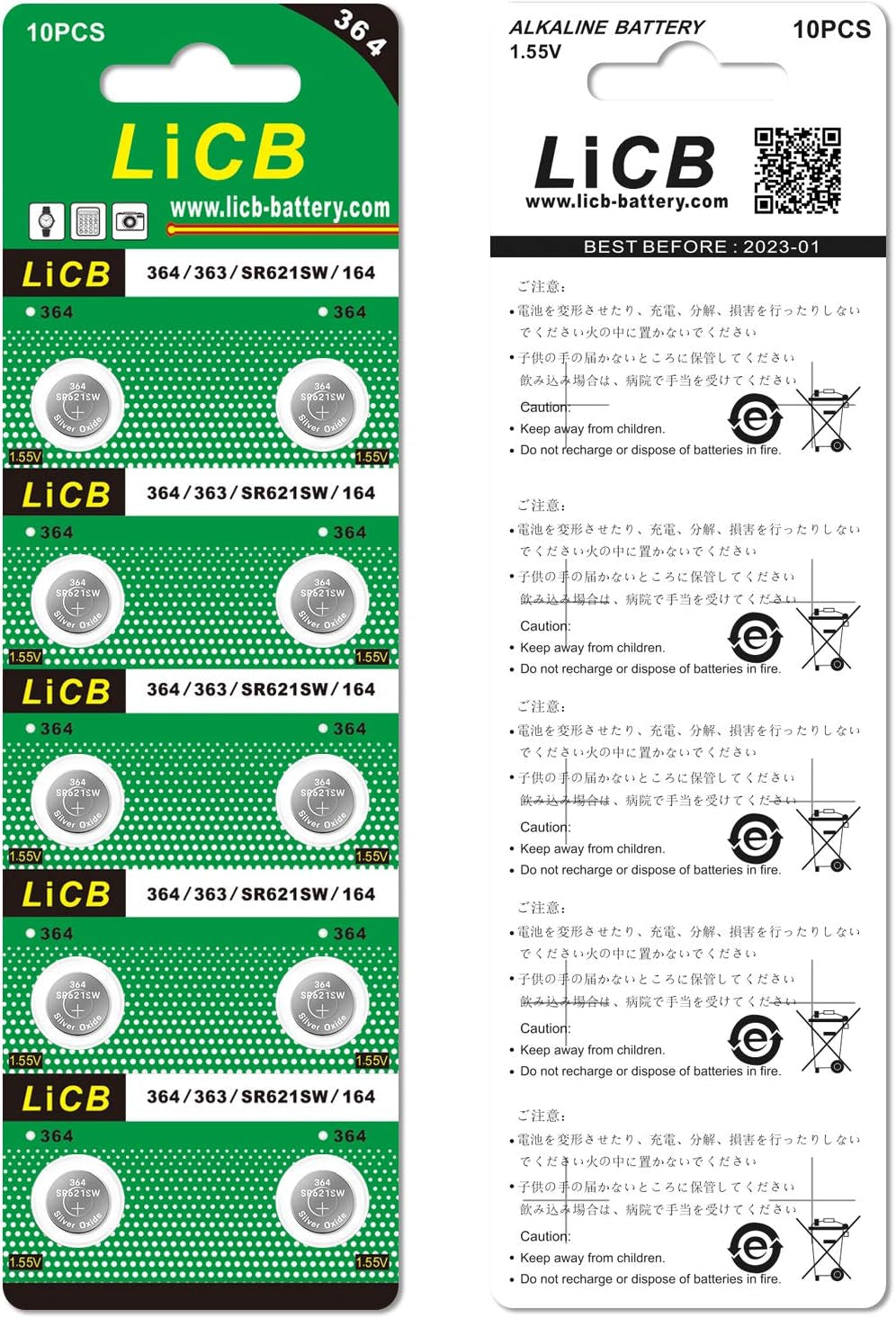 40 Pack Watch Batteries SR621SW 364 363,Long-Lasting & Leak-Proof,High Capacity Silver Oxide 1.55V Battery for Watch