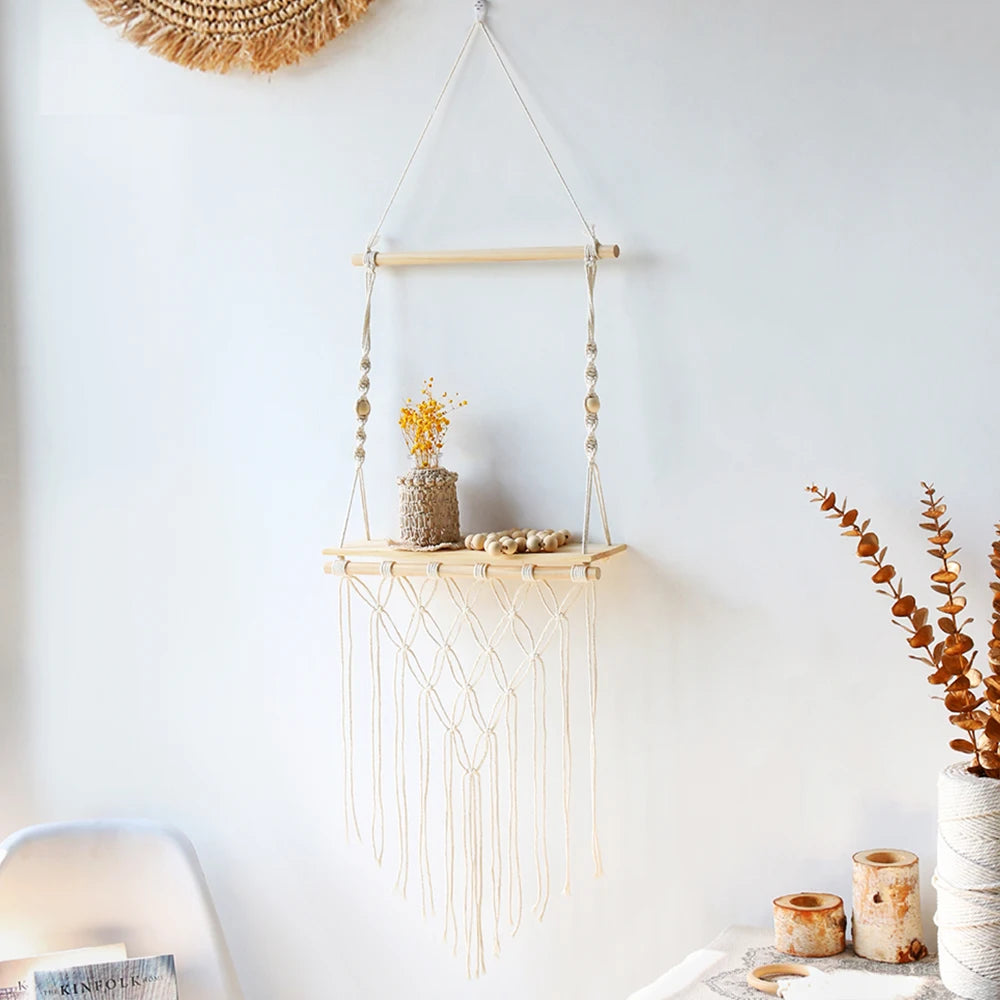 Hanging Shelves for Wall Room Home Decor Macrame Shelf Wall Hanging Floating Shelf for Bedroom Living Room, Bathroom Gift