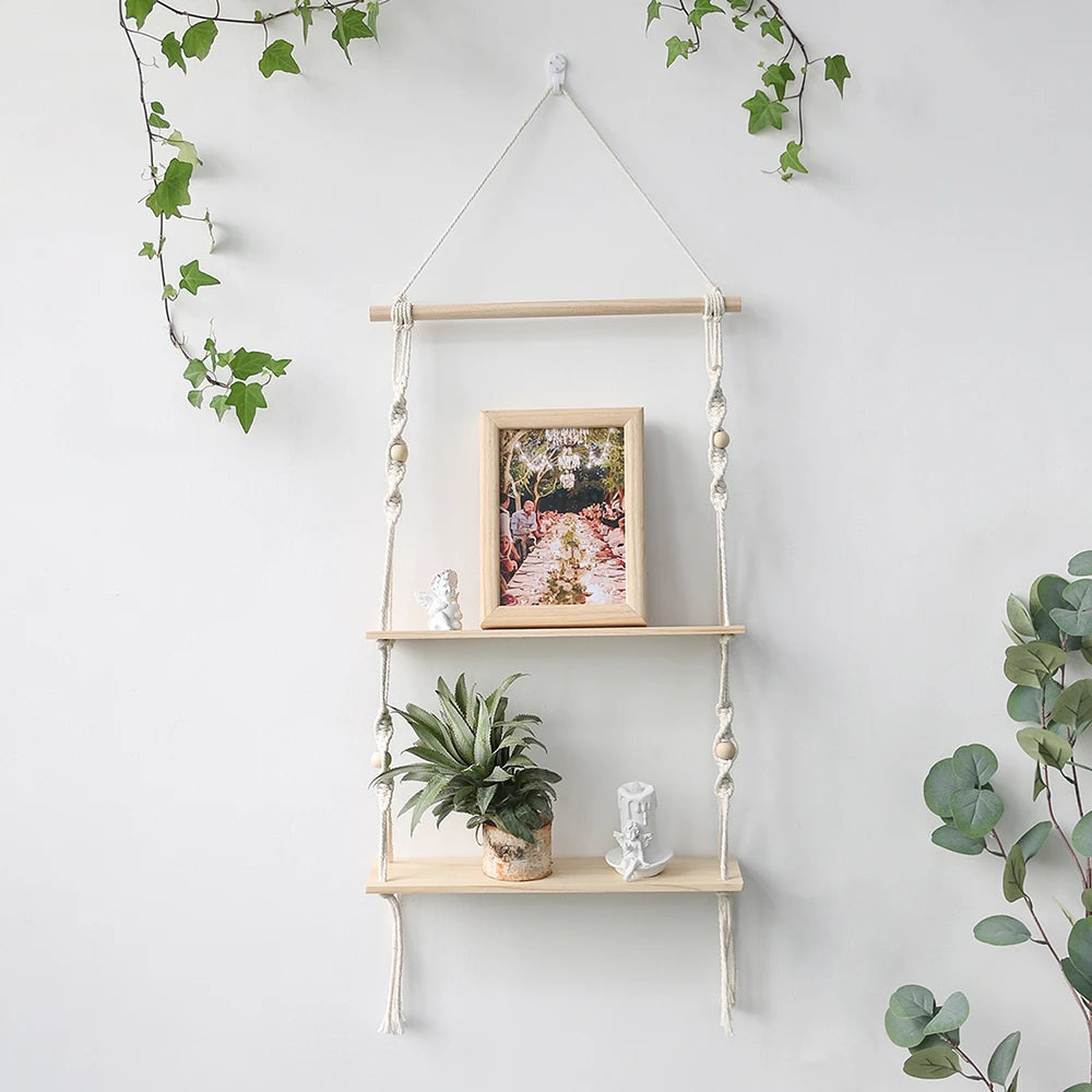 Hanging Shelves for Wall Room Home Decor Macrame Shelf Wall Hanging Floating Shelf for Bedroom Living Room, Bathroom Gift