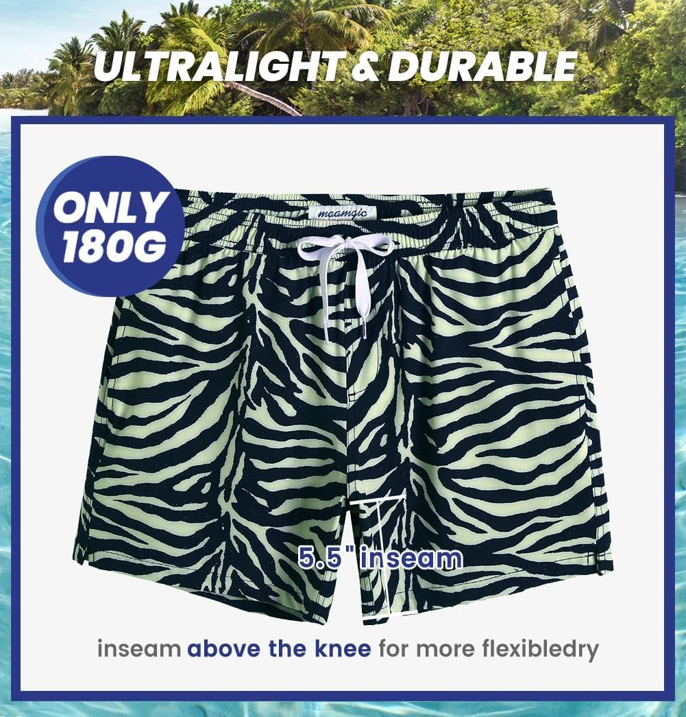 Mens Boys 80S 90S Vintage 4 Way Stretch Swim Trunks with Mesh Lining Quick Dry Swim Suits Board Shorts