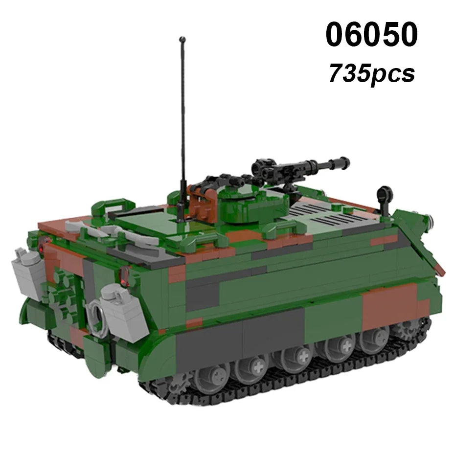 DIY Germany Military Series HX-8 Elefant Tractor PZH2000 Cannon Leopard Tank Lars-2 Rocket Launcher Building Blocks Bricks