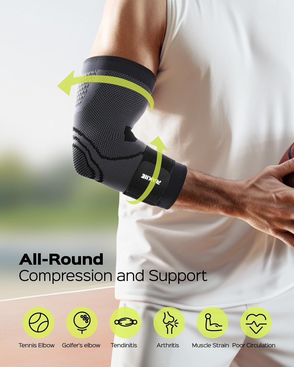 Elbow Compression Sleeve 2 Pack, Elbow Brace for Tendonitis and Tennis Elbow, Pain Relief Brace for Men & Women,Sleeve Reduce Joint Pain for Tennis, Golfer, Workouts, Black (XL)