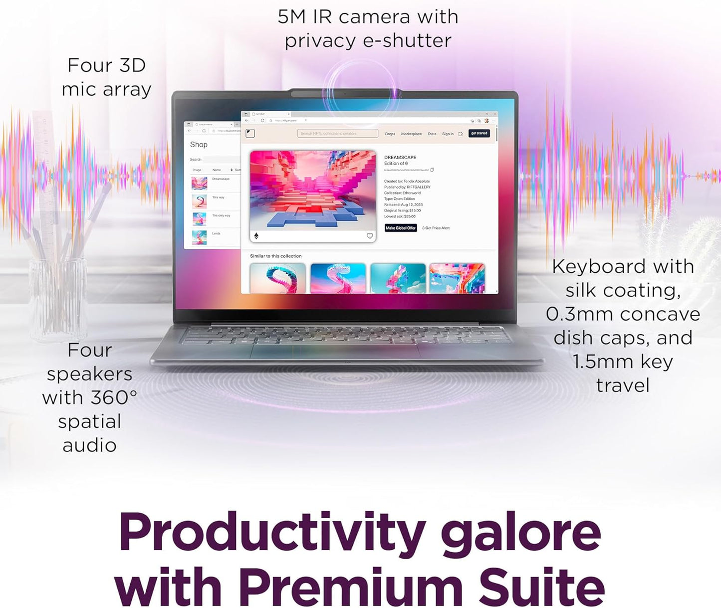 Slim 7I Aura Edition - 2025 - Copilot+ PC - Core Ultra 7 Processor 256V - 14" WUXGA OLED Display - 16 GB Memory - 1 TB Storage - Luna Grey