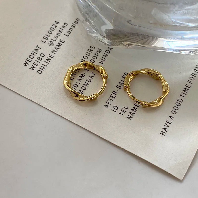 European Small Mobius Ring Stud Earrings Women 2021 Minimalist Metal Twisted Piercing Korean Fashion Jewelry