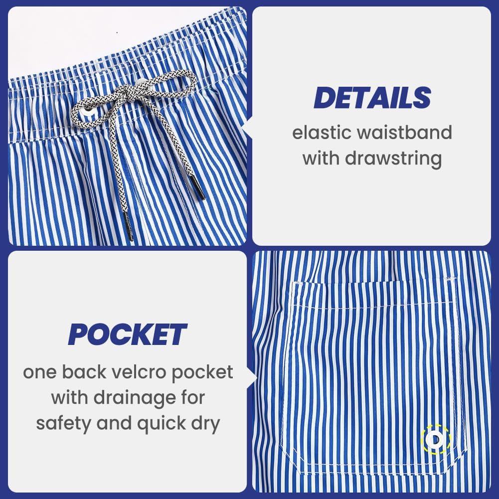 Mens Swim Trunks 5" with Mesh Lining Quick Dry Bathing Suits for Men Swim Shorts Swimwear