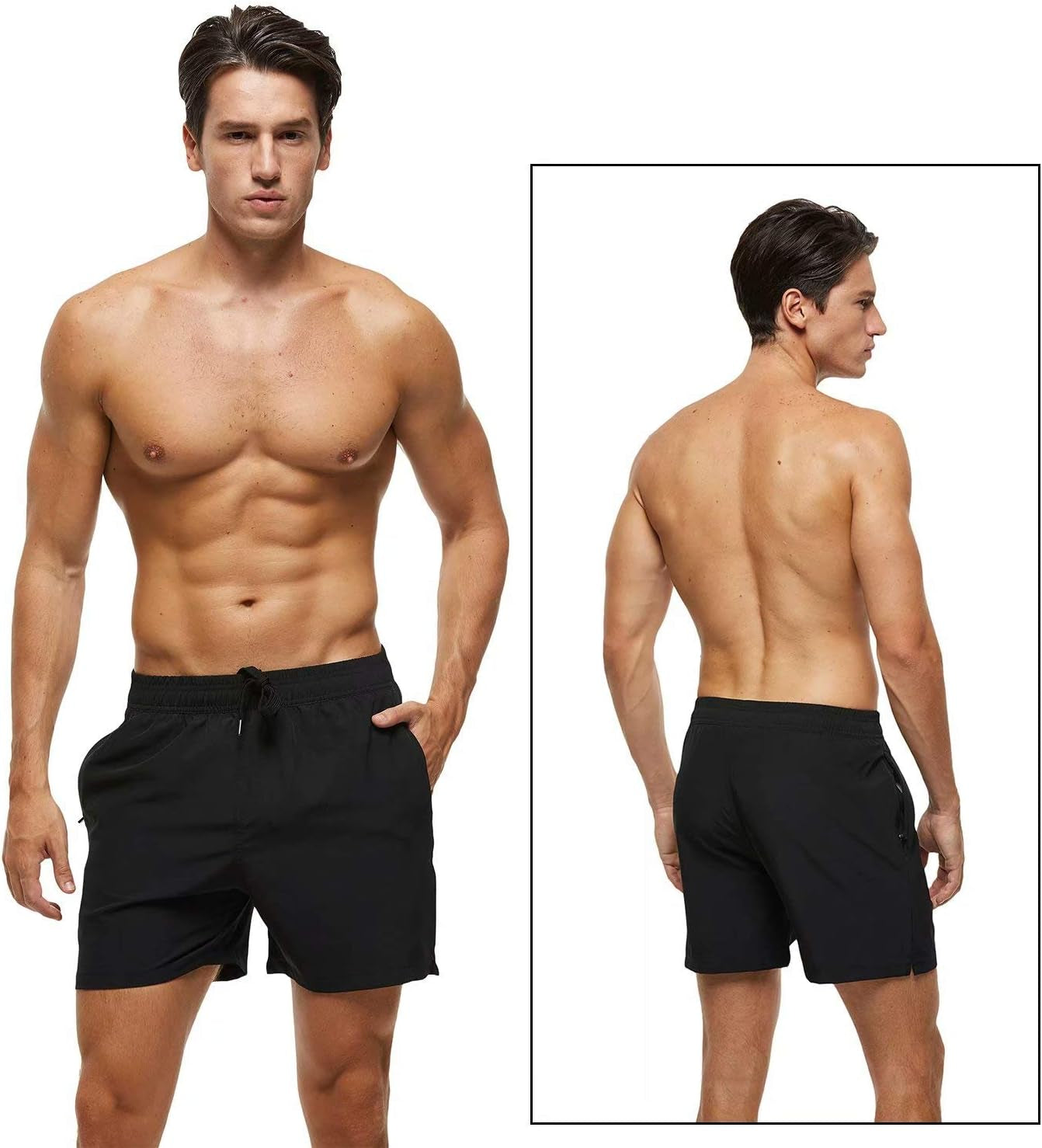 Men'S Swim Trunks Quick Dry Beach Shorts with Zipper Pockets and Mesh Lining