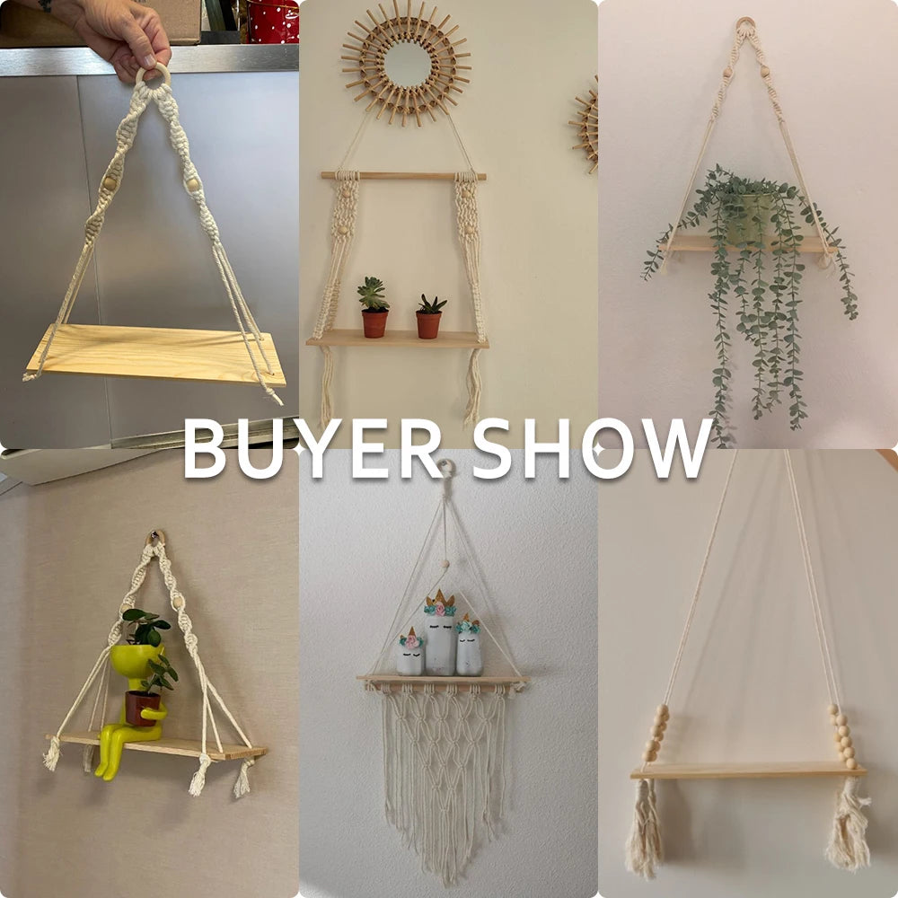 Hanging Shelves for Wall Room Home Decor Macrame Shelf Wall Hanging Floating Shelf for Bedroom Living Room, Bathroom Gift