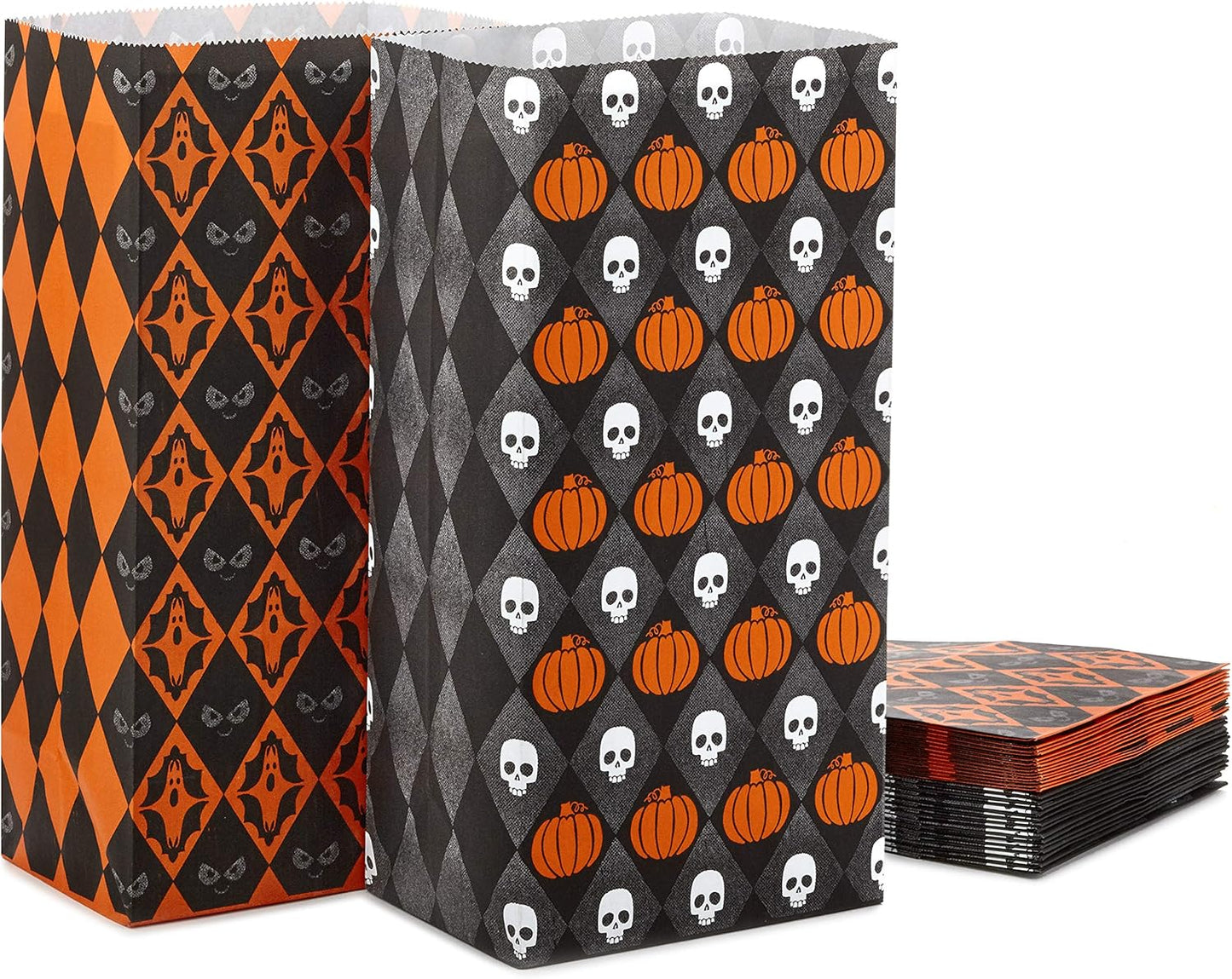 Halloween Party Favor and Wrapped Treat Bags (30 Ct., Skulls and Pumpkins, Ghosts and Eyes) for Trick or Treating, Class Parties, Luminaries, Crafts, Día De Los Muertos