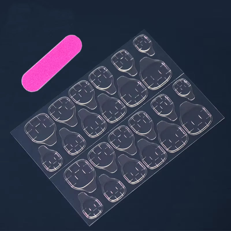 24 Pcs Long French Fire Nails with 1 Jelly Gel and 1 Nail File
