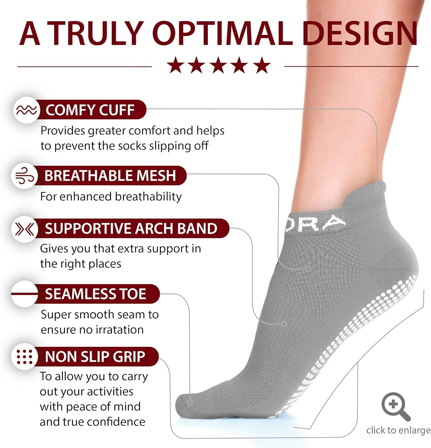 Grip Socks for Women & Men - Sticky anti Slip Non Skid - Perfect for Yoga, Pilates, Barre, Hospital, Labor