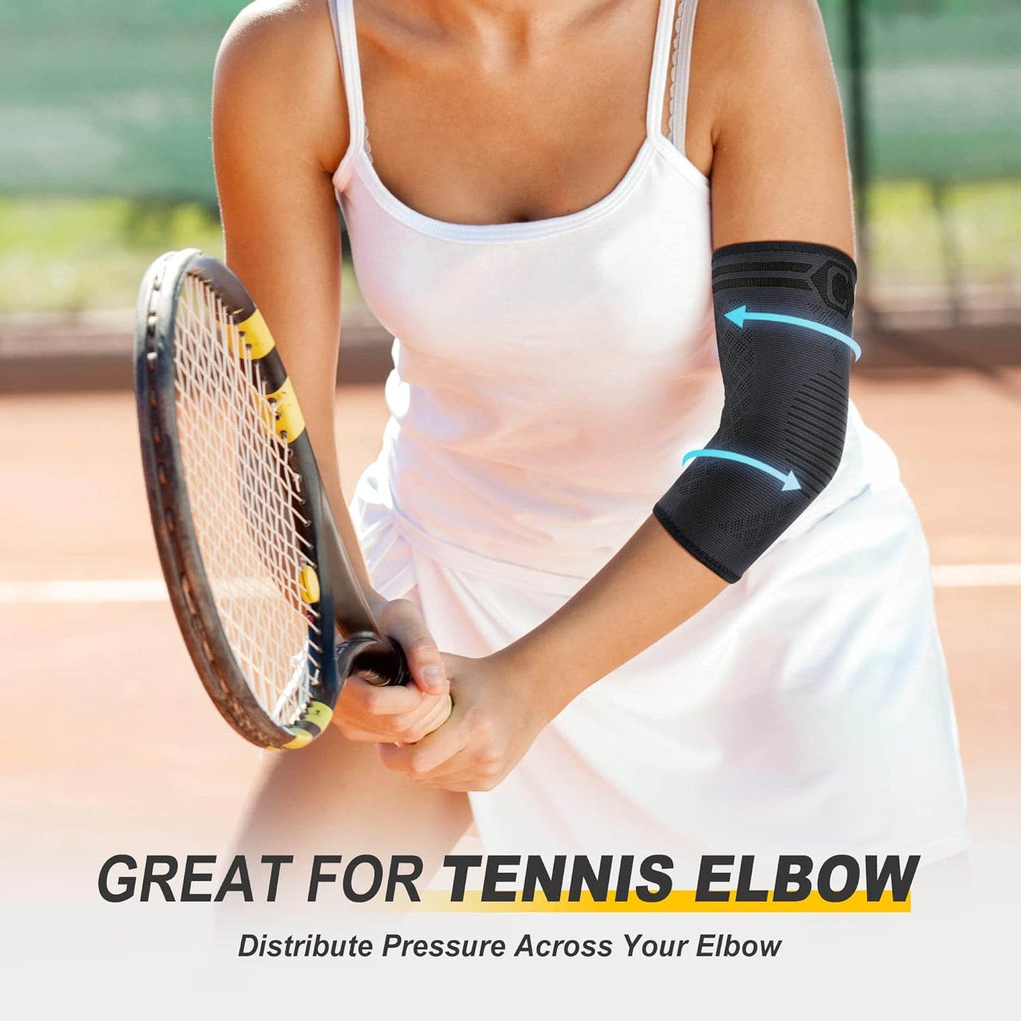 2 Pack Elbow Brace for Tendonitis, Tennis Elbow Compression Support Sleeve for Golfers Elbow Pain Relief, Arthritis, Bursitis, Workout, Weightlifting (Black-Grey,Large)