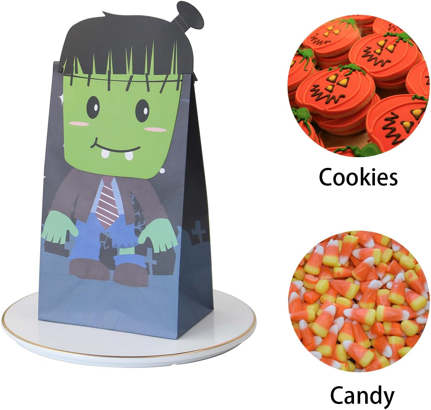 Halloween Treat Bags - 24Pcs Trick or Treat Goody Bags with 24Pcs Stickers, Gift Bag for Halloween Kids Party Supplies