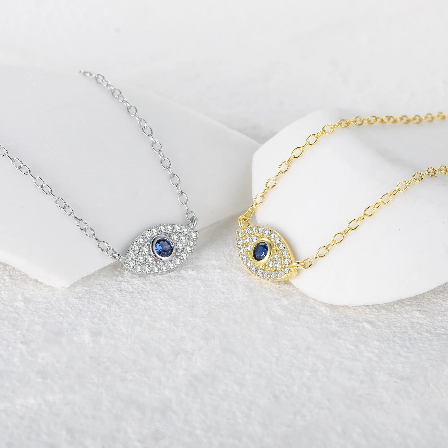 925 Sterling Silver Korean Fashion INS Evil Eye Diamond Pendant Necklace for Women Girls Gifts Party Fine Jewelry Collares
