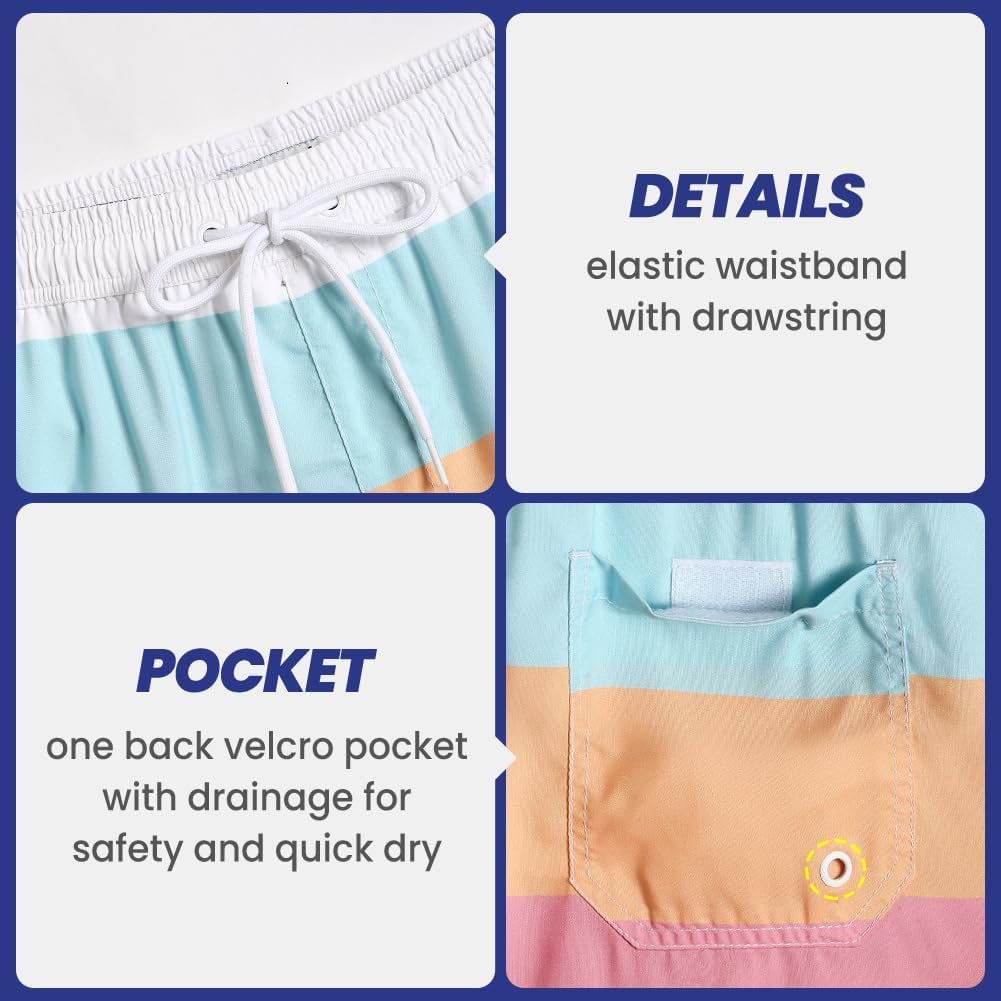 Mens Swim Trunks 5" with Mesh Lining Quick Dry Bathing Suits for Men Swim Shorts Swimwear