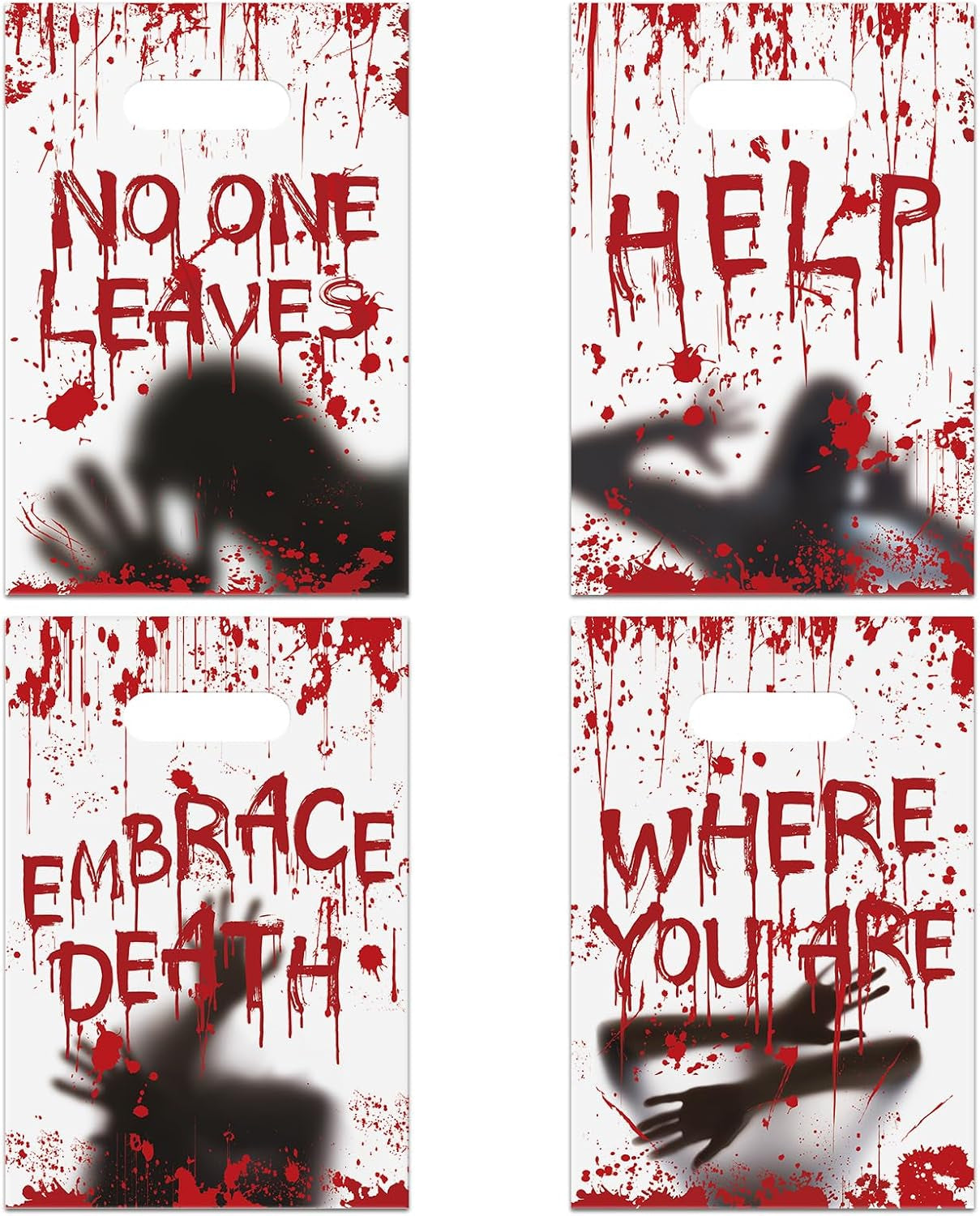 60Pcs Halloween Party Favor Bags Bloody Ghost Plastic Gift Bags Scary Words Treat Bags Candy Goodies Bags for Halloween Horror Theme Birthday Party Snacks Cookies Packing Supplies