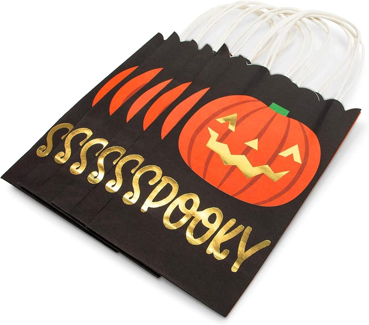 24 Pack Halloween Paper Goodie Bags with Handles for Kids Trick or Treat Candy Gift, Party Favor Supplies, 4 Designs - Gift Bag - Party Supply