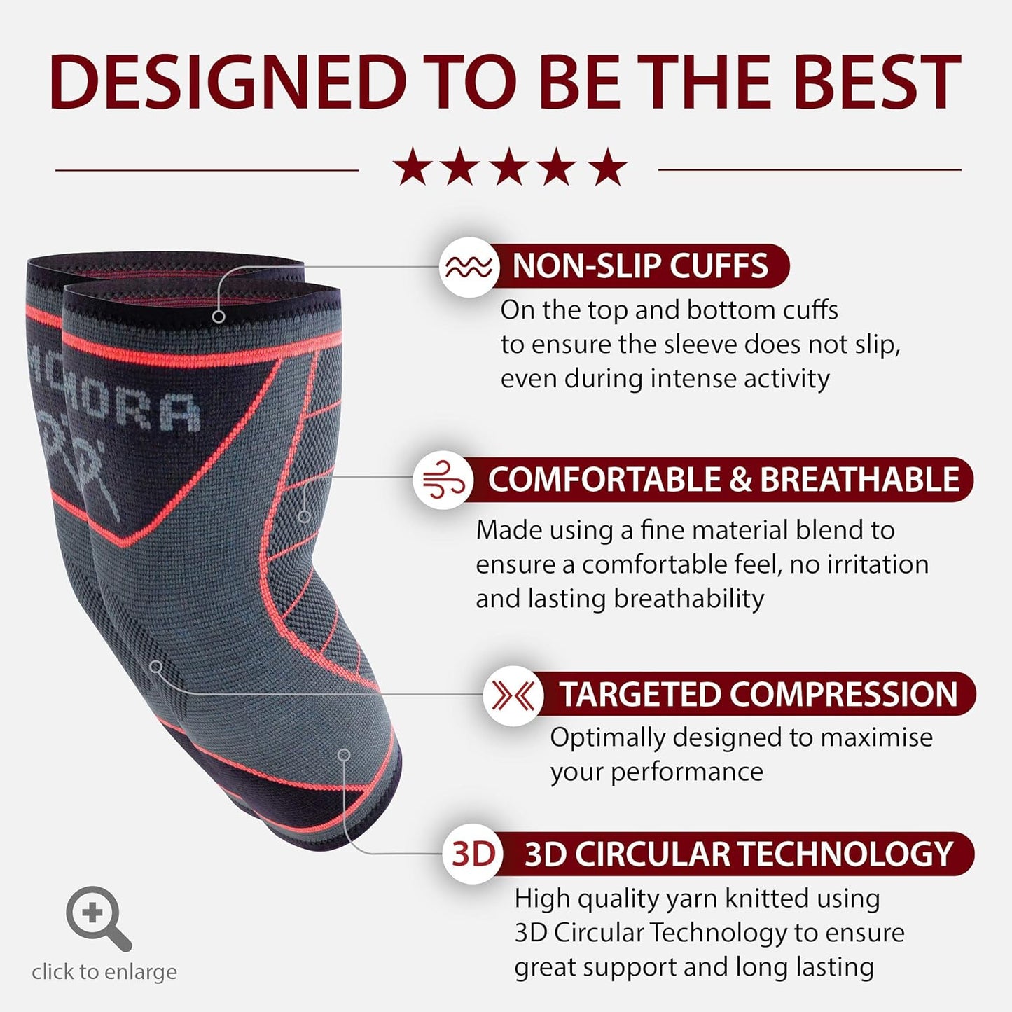 Elbow Support Arm Compression Sleeves Elbow Braces for Men and Women (Pair) (Medium) [M] - Supports for Tendonitis, Joint Pain Relief, Arthritis, Etc