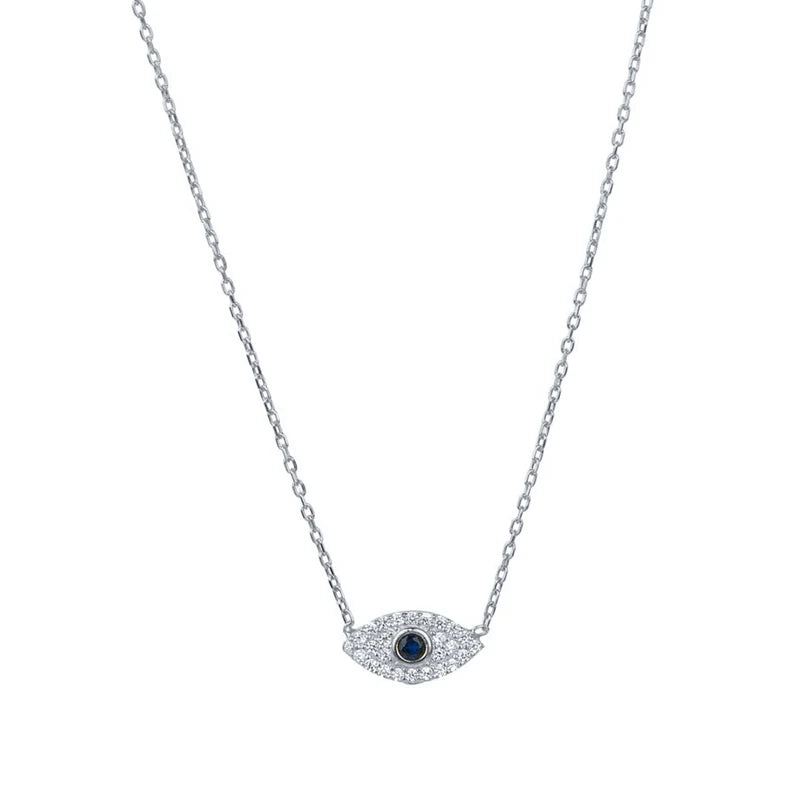 925 Sterling Silver Korean Fashion INS Evil Eye Diamond Pendant Necklace for Women Girls Gifts Party Fine Jewelry Collares