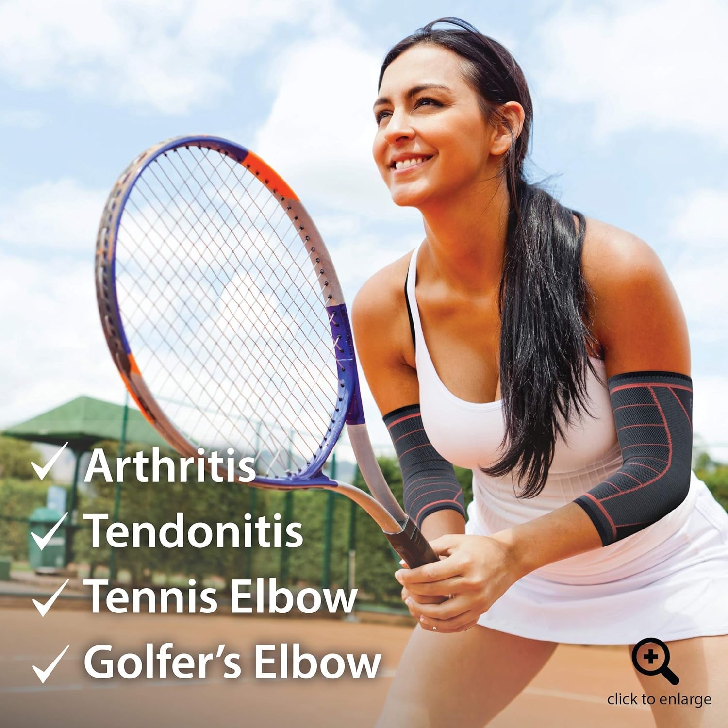 Elbow Support Arm Compression Sleeves Elbow Braces for Men and Women (Pair) (Medium) [M] - Supports for Tendonitis, Joint Pain Relief, Arthritis, Etc