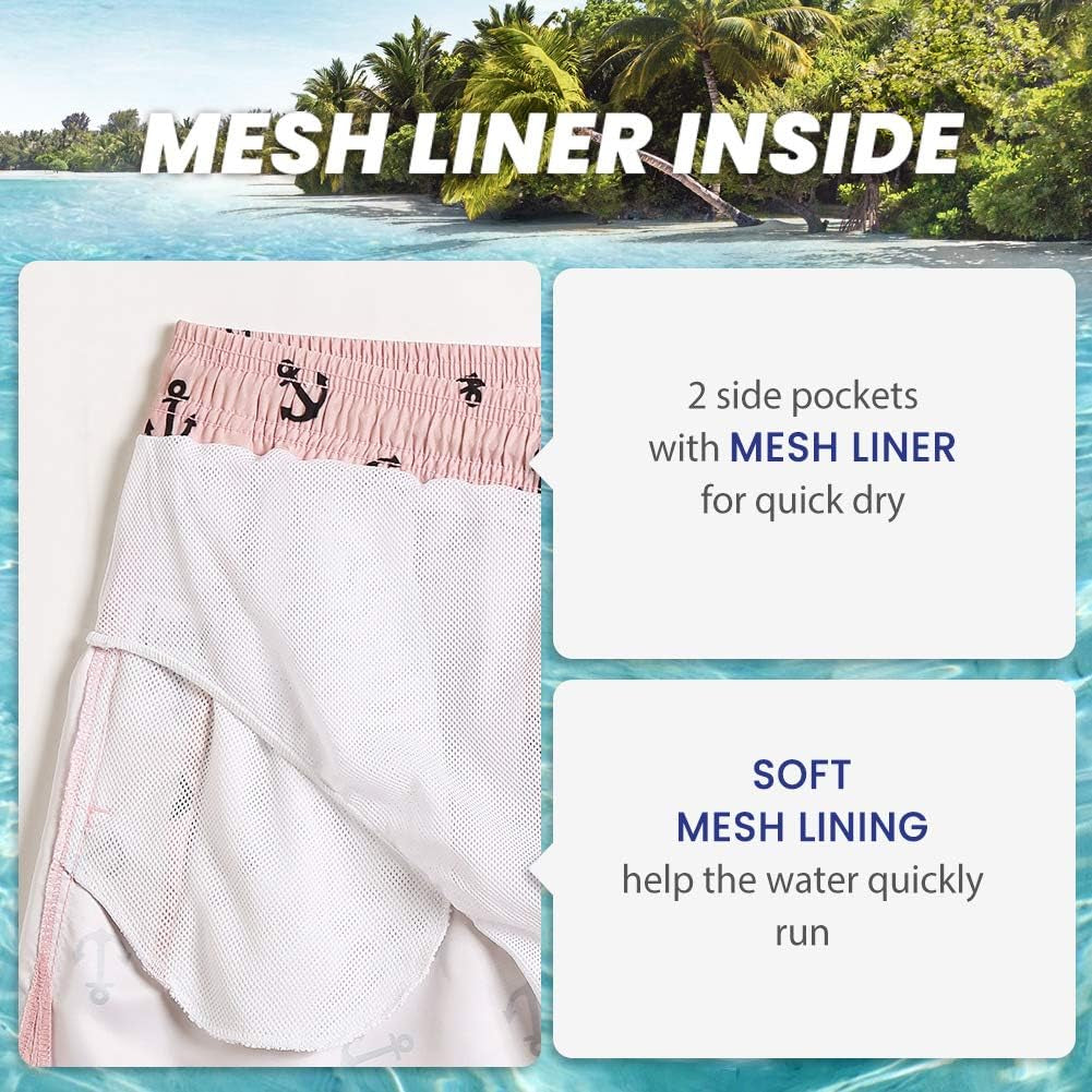 Mens Swim Trunks 5" with Mesh Lining Quick Dry Bathing Suits for Men Swim Shorts Swimwear