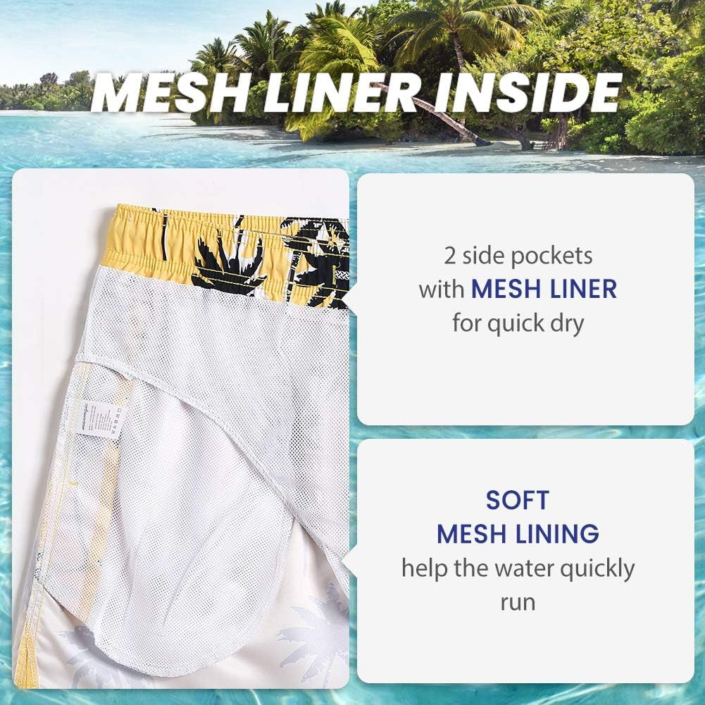Mens Swim Trunks 5" with Mesh Lining Quick Dry Bathing Suits for Men Swim Shorts Swimwear