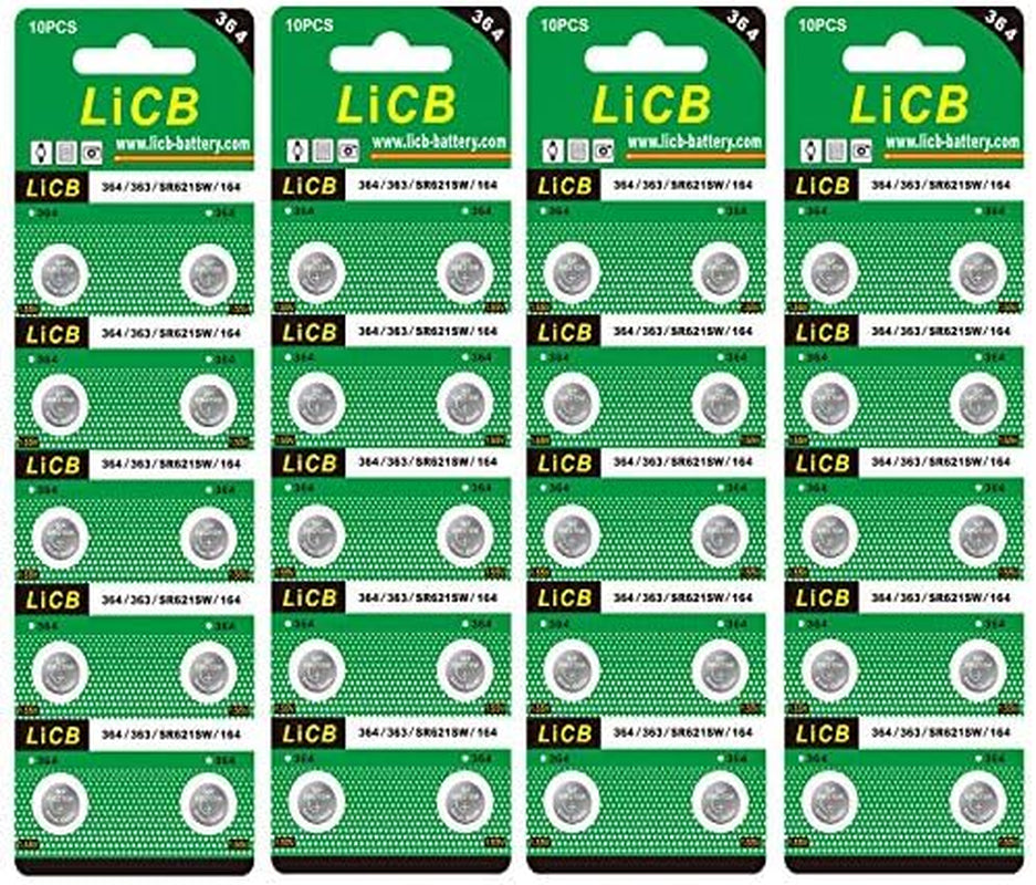 40 Pack Watch Batteries SR621SW 364 363,Long-Lasting & Leak-Proof,High Capacity Silver Oxide 1.55V Battery for Watch