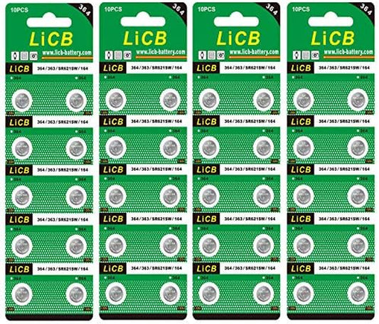 40 Pack Watch Batteries SR621SW 364 363,Long-Lasting & Leak-Proof,High Capacity Silver Oxide 1.55V Battery for Watch