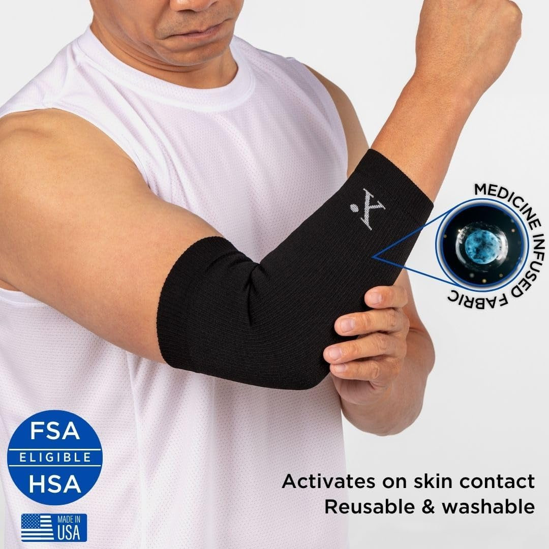 Elbow Sleeve for Pain Relief, Medicine-Infused Compression Sleeves for Women and Men with Tennis Elbow, Tendonitis and Arthritis