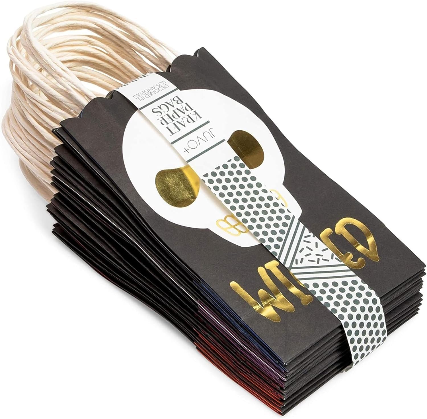 24 Pack Halloween Paper Goodie Bags with Handles for Kids Trick or Treat Candy Gift, Party Favor Supplies, 4 Designs - Gift Bag - Party Supply