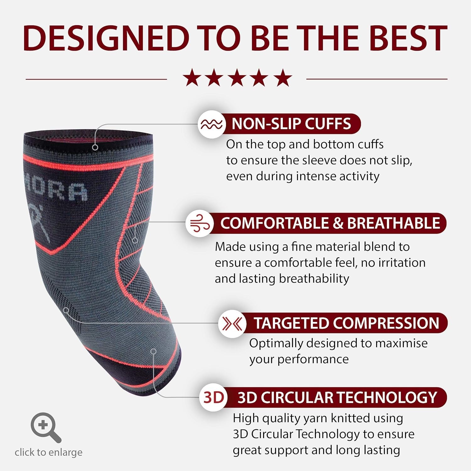 Elbow Support Sleeve for Men and Women (Single Sleeve) (Extra Small) [XS] - Support for Tennis Elbow, Tendonitis, Joint Pain Relief, Arthritis, Etc