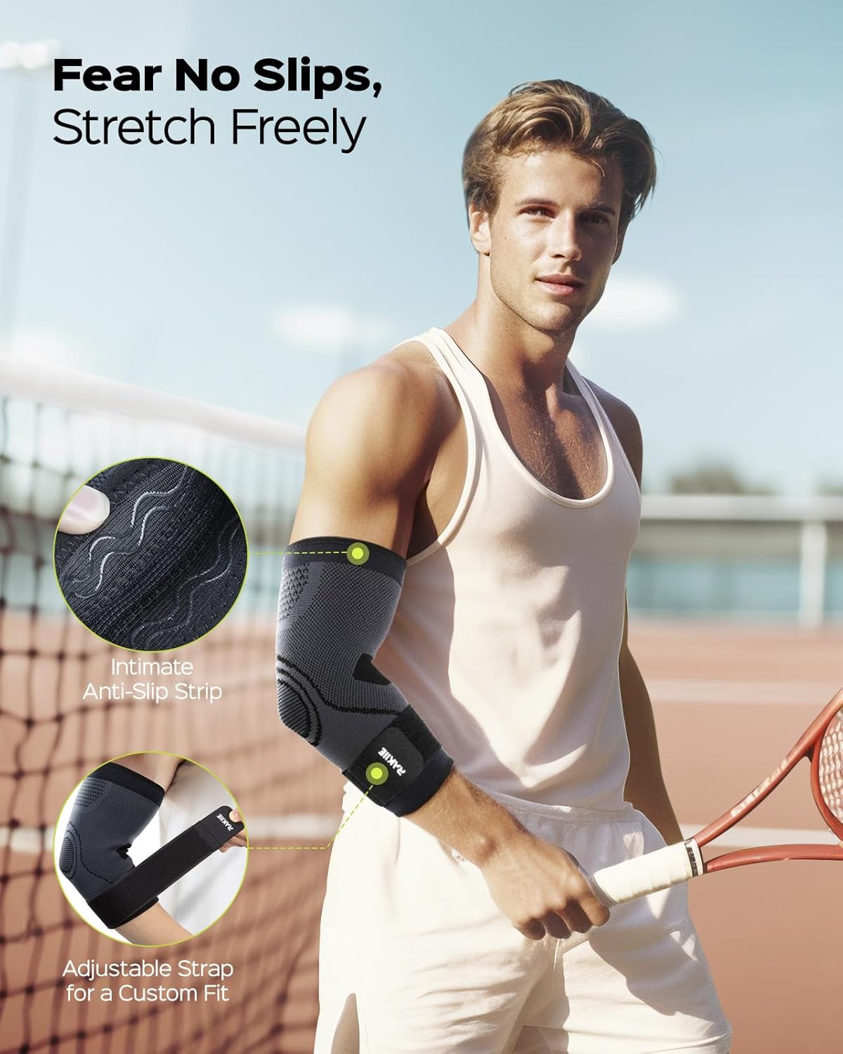 Elbow Compression Sleeve 2 Pack, Elbow Brace for Tendonitis and Tennis Elbow, Pain Relief Brace for Men & Women,Sleeve Reduce Joint Pain for Tennis, Golfer, Workouts, Black (XL)