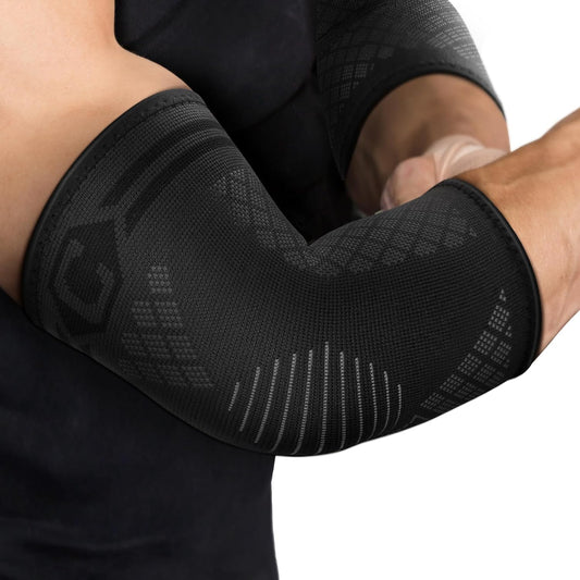 2 Pack Elbow Brace for Tendonitis, Tennis Elbow Compression Support Sleeve for Golfers Elbow Pain Relief, Arthritis, Bursitis, Workout, Weightlifting (Black-Grey,Large)